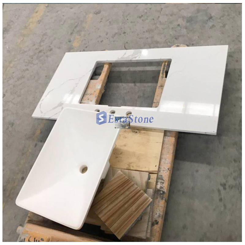 Calacatta Quartz Stone Bathroom Vanity Tops