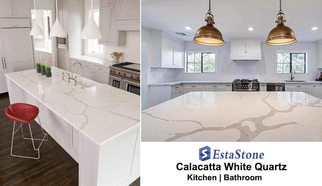 White Calacatta Quartz Stone Island Tops Projects Esta Stone 1 Calacatta White Quartz Island Countertop and bench top proejct- Esta Stone