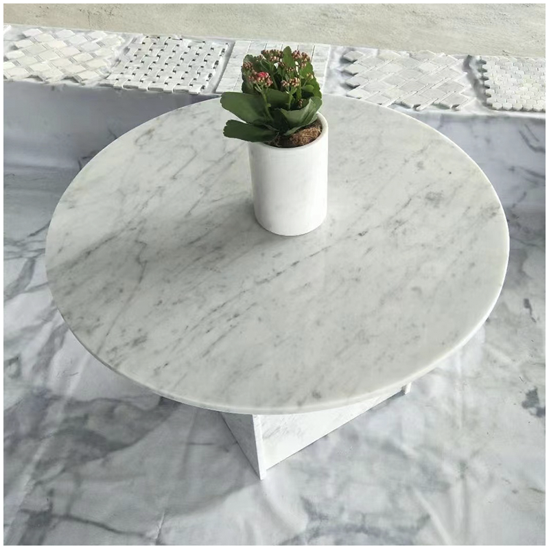 Carrara Gioia Marble Round Coffee Table Carrara Gioia Marble Round Coffee Table
