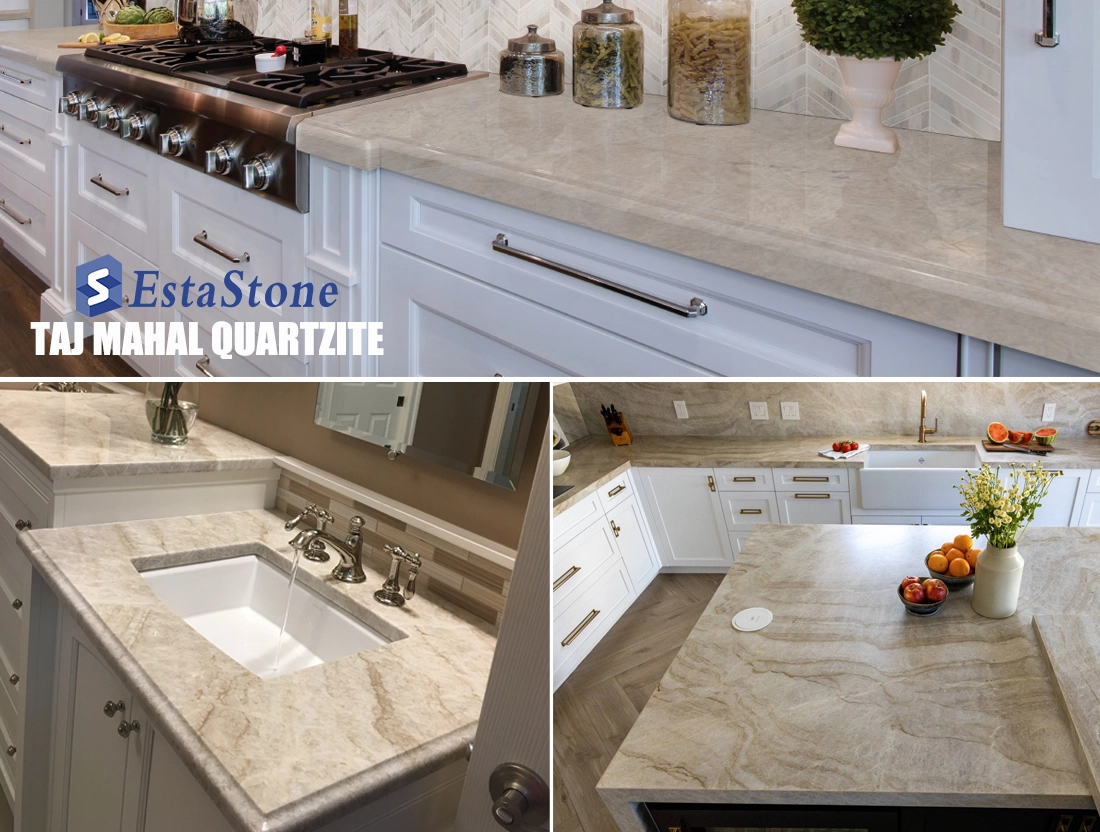 Taj Mahal Quartzite Kitchen Countertops Application Esta Stone Taj Mahal Quartzite Kitchen Countertops Application Esta Stone