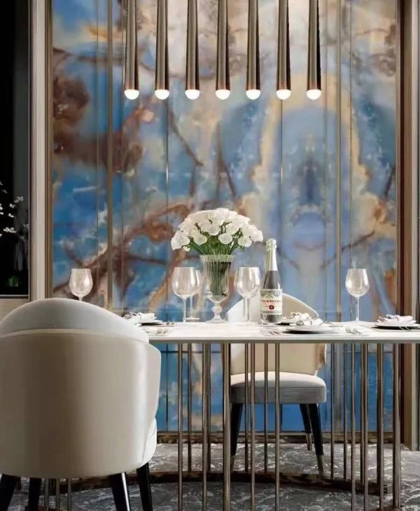 Mur en marbre bleu onyx Mur en marbre bleu onyx