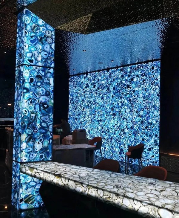 Carreaux rétro-éclairés en agate bleue Carreaux rétro-éclairés en agate bleue