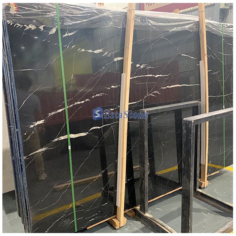 Чёрные мраморные плиты Nero Marquina