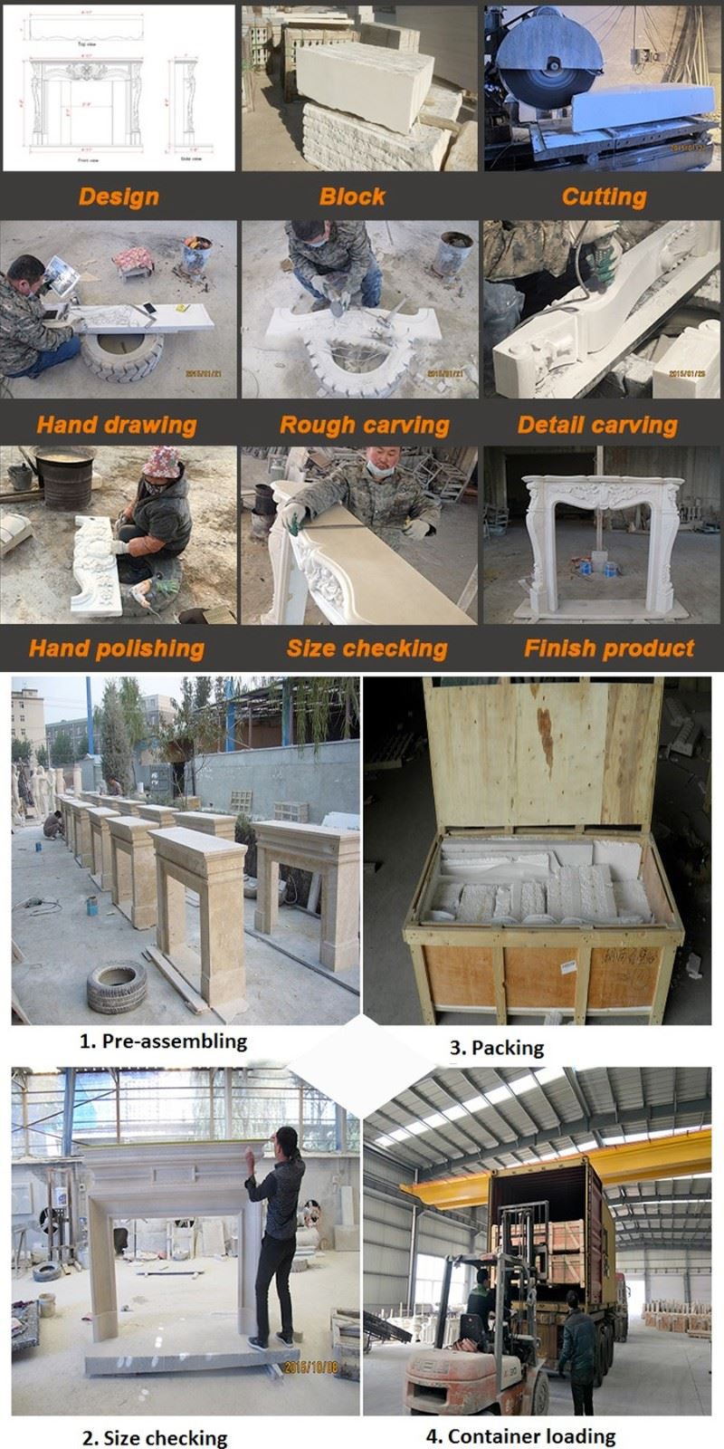 Обработка на мраморни камини