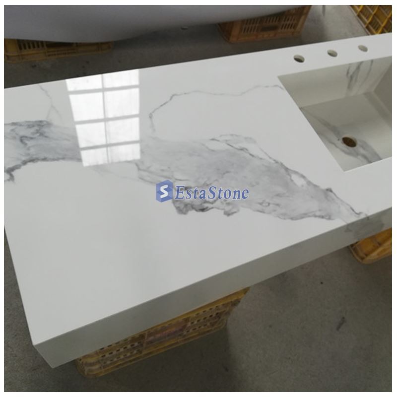 1. tampos de banheiro de pedra sinterizada branca