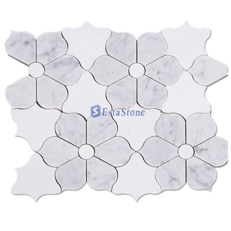 Biele mramorové kvetinové mozaiky