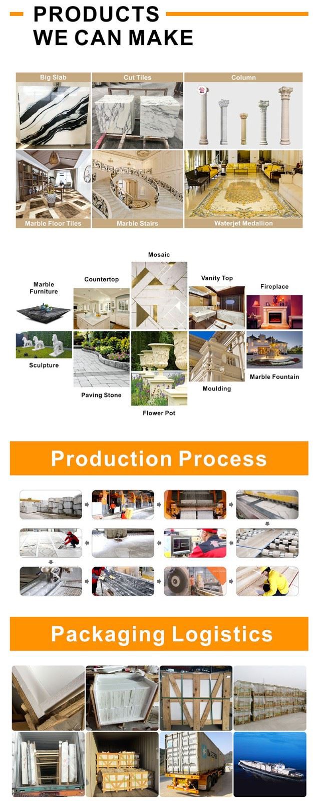 ESTA marmora pakete un apstrāde