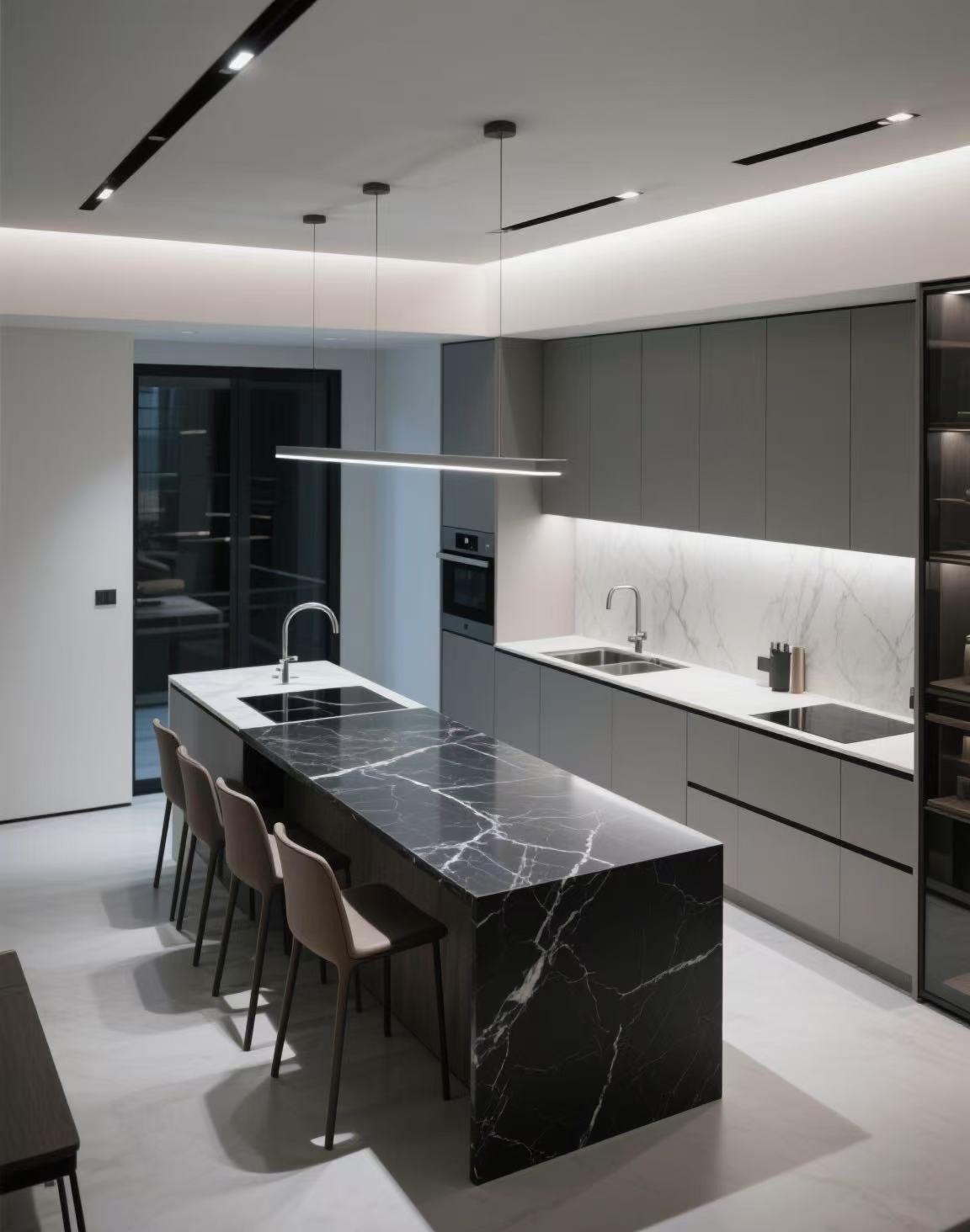 Black modern-style marble kitchen Black modern-style marble kitchen