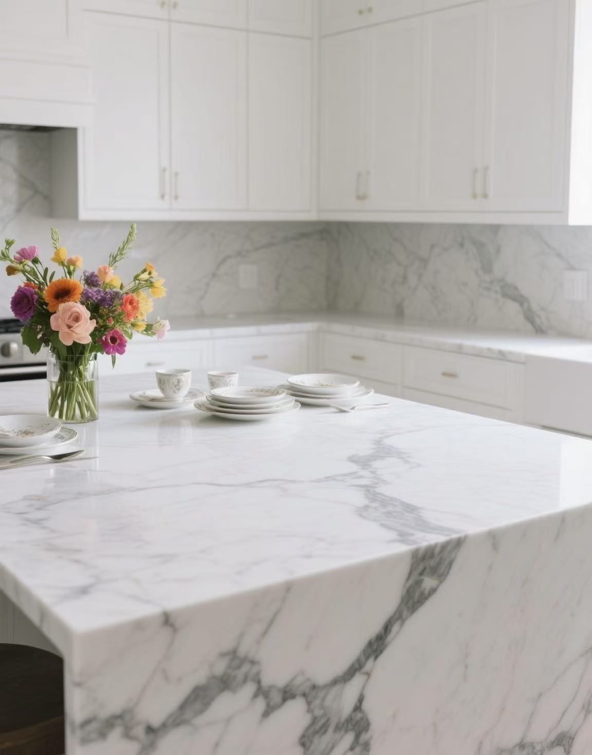 Calacatta White Marble kitchen countertop Calacatta White Marble kitchen countertop