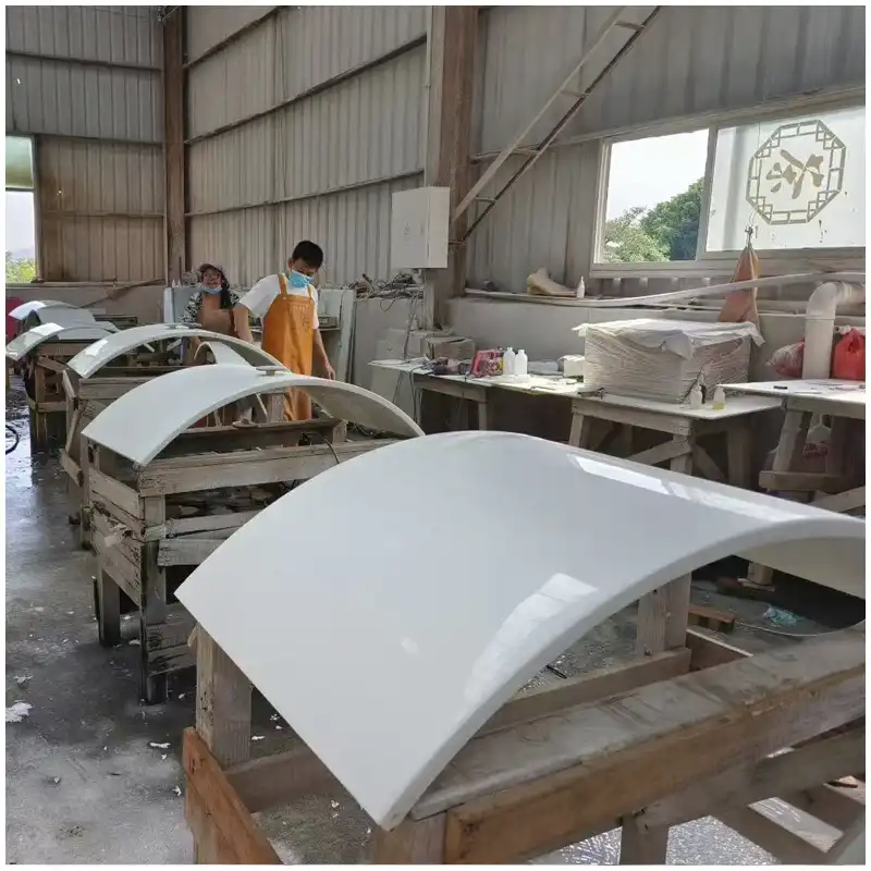 Nano Crystallized Stone Arc Column Panels Nano Glass Marble Slabs fabricated into arc column panels and curved architectural cladding