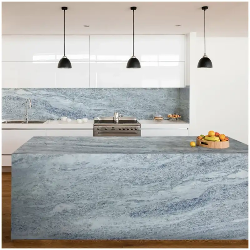 Azul Calcite Blue Marble Luxury Kitchen Projects