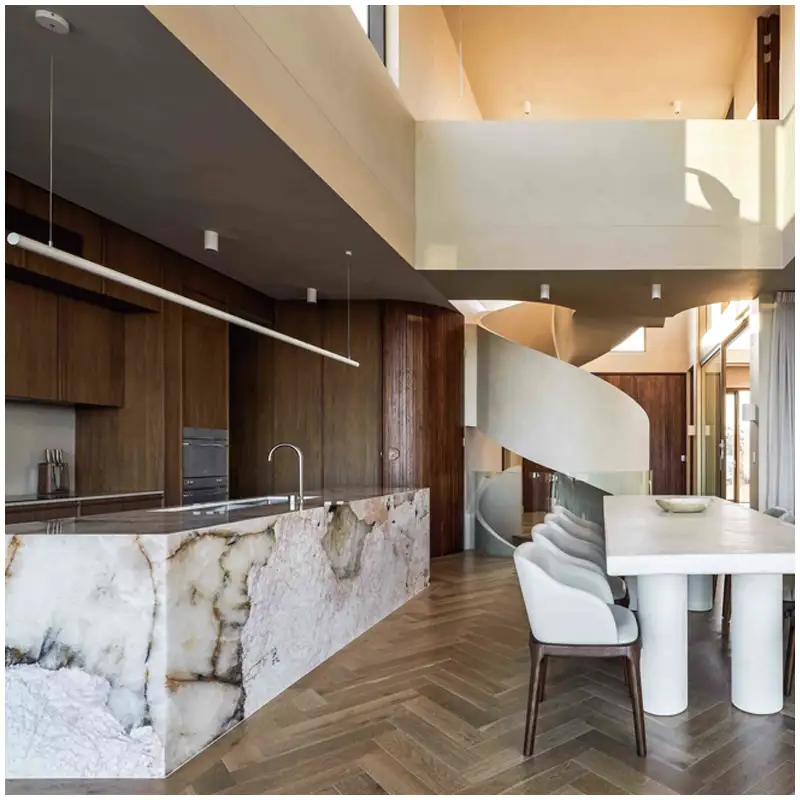 Pink Patagonia Quartzite Luxury Villa Kitchen Projects