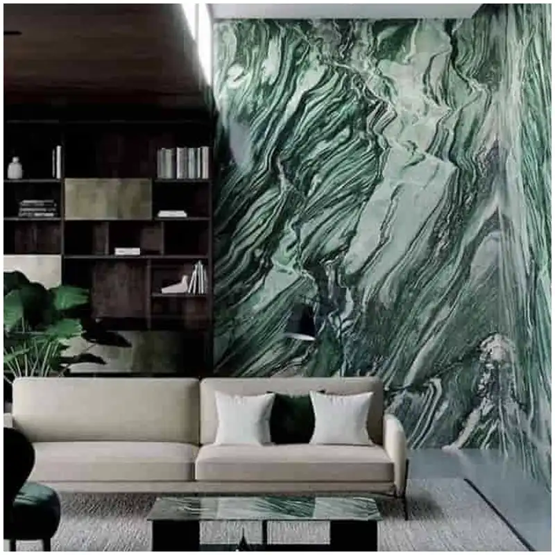 Norwegian Green Marble Verde Lapponia Quartzite luxury mansion feature wall project