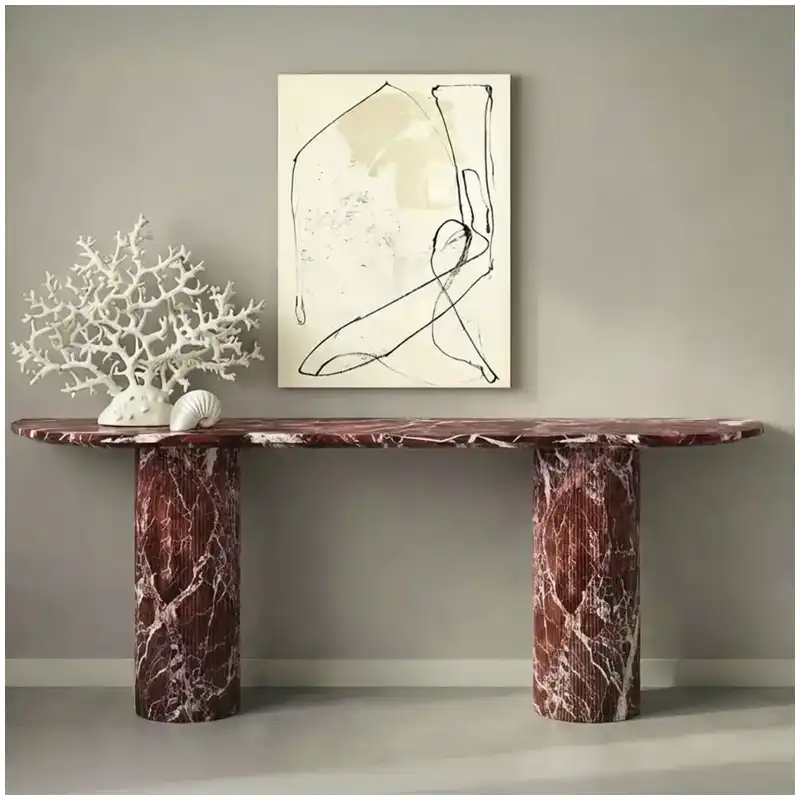 Rosso Levanto Red Marble Console Table in mansion foyer interior project
