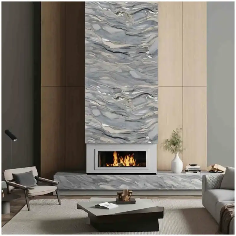 Mėlynojo-susijungimo-kvarcito-JAV-vila-židinio-dizainai