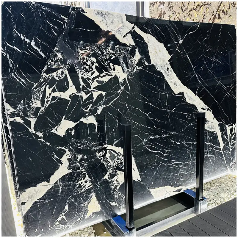 Black-White-Flower-Marble-Slabs Black-White-Flower-Marble-Slabs