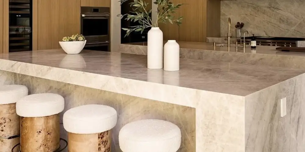 Highly-Customized-Taj-Mahal-Quartzite-Kitchen-Waterfall-Countertops-In-USA-Mansions