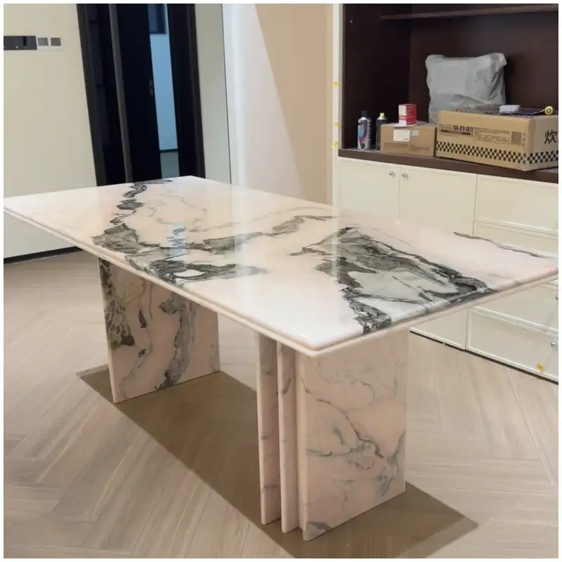 Calacatta-Pink-Marble-Rectangle-Table Calacatta-Pink-Marble-Rectangle-Table