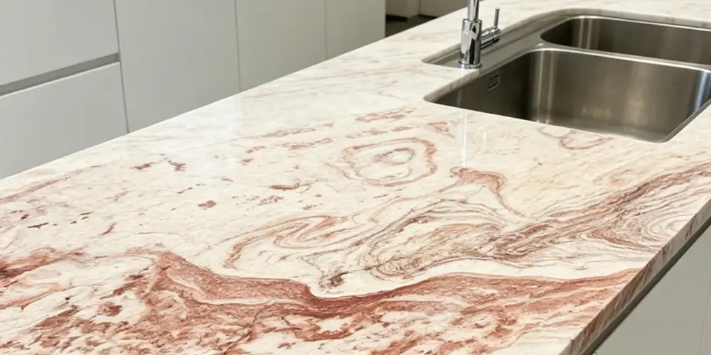 Desert Rose Pink Marble Luxury Kitchen Countertops Designs