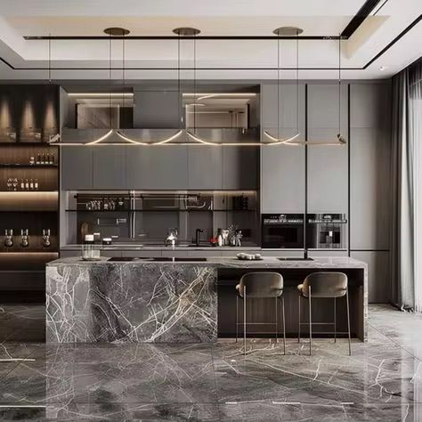 Luxury Grey Marble Slab Kitchen Luxury Grey Marble Slab Kitchen