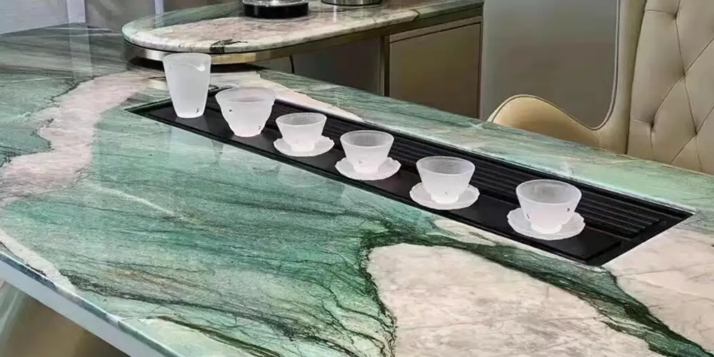 Patagonia Green Quartzite Dining Tables in Villas