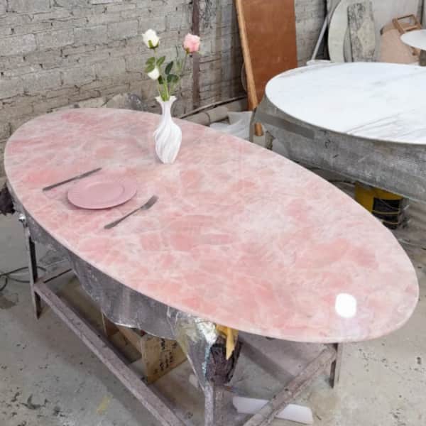 Pink Crystal Stone Dining Table