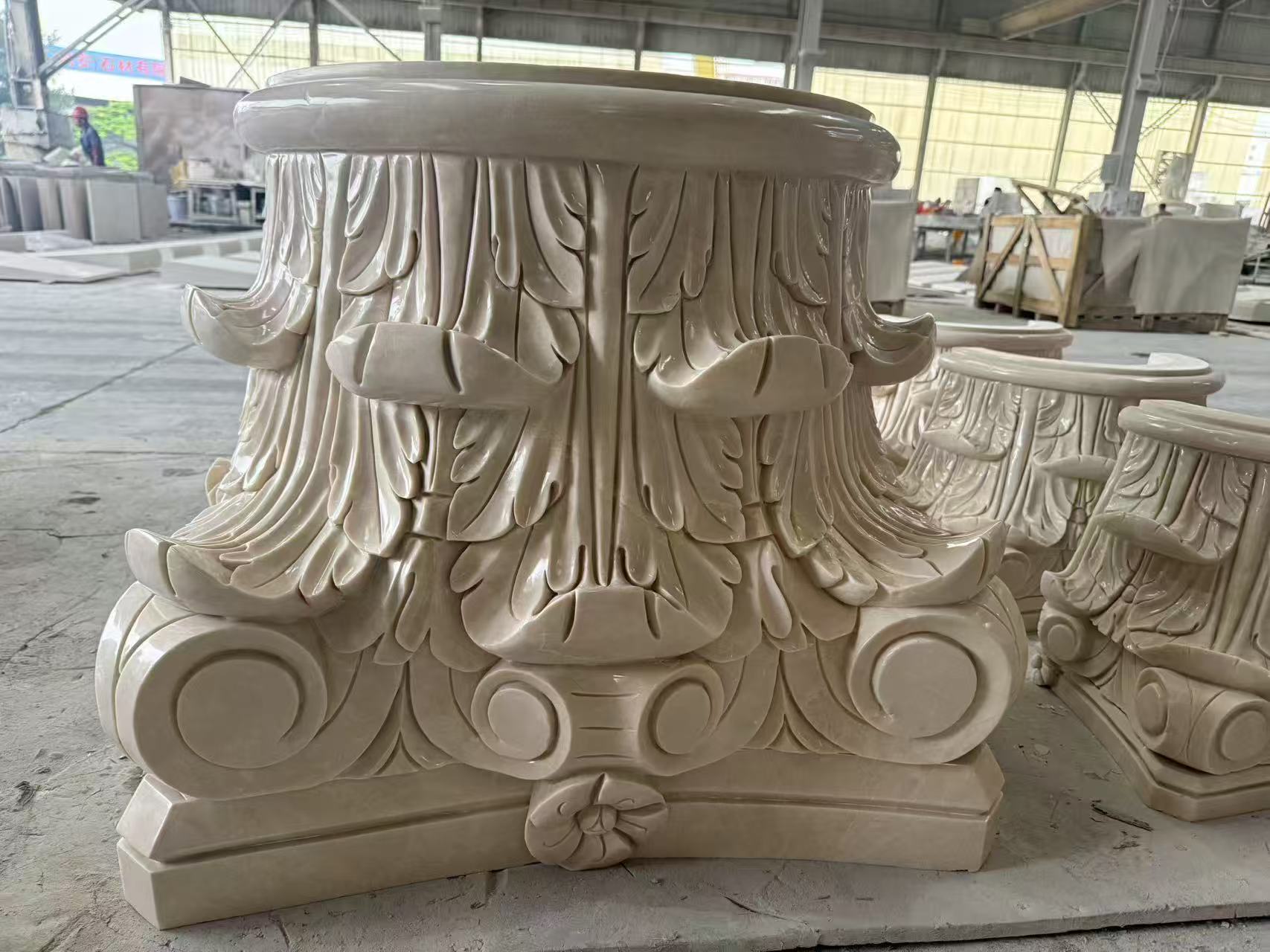 Cream Uno Marble Roman Column Capital