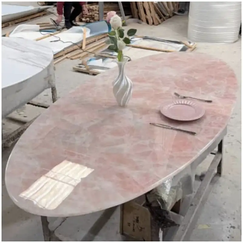 Rose-Pink-Quartz-Oval-Dining-Tables