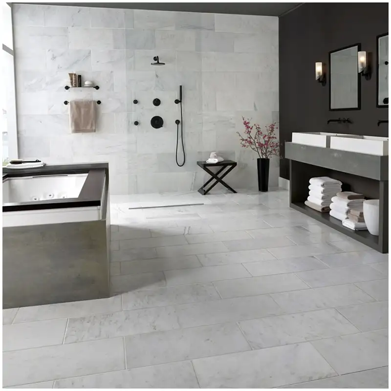 Carrara-White-Marble-Bathroom-Floor-and-Wall-Deco