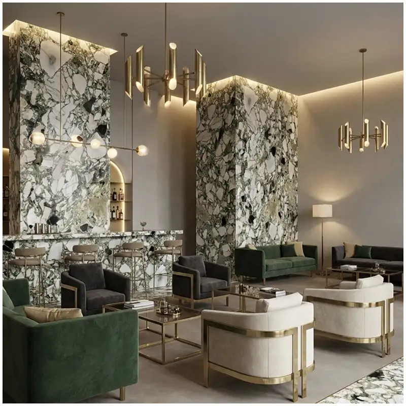 Cold Jade Green Marble luxury hotel restaurant wall projects Cold Jade Green Marble luxury hotel restaurant wall project with green marble panels
