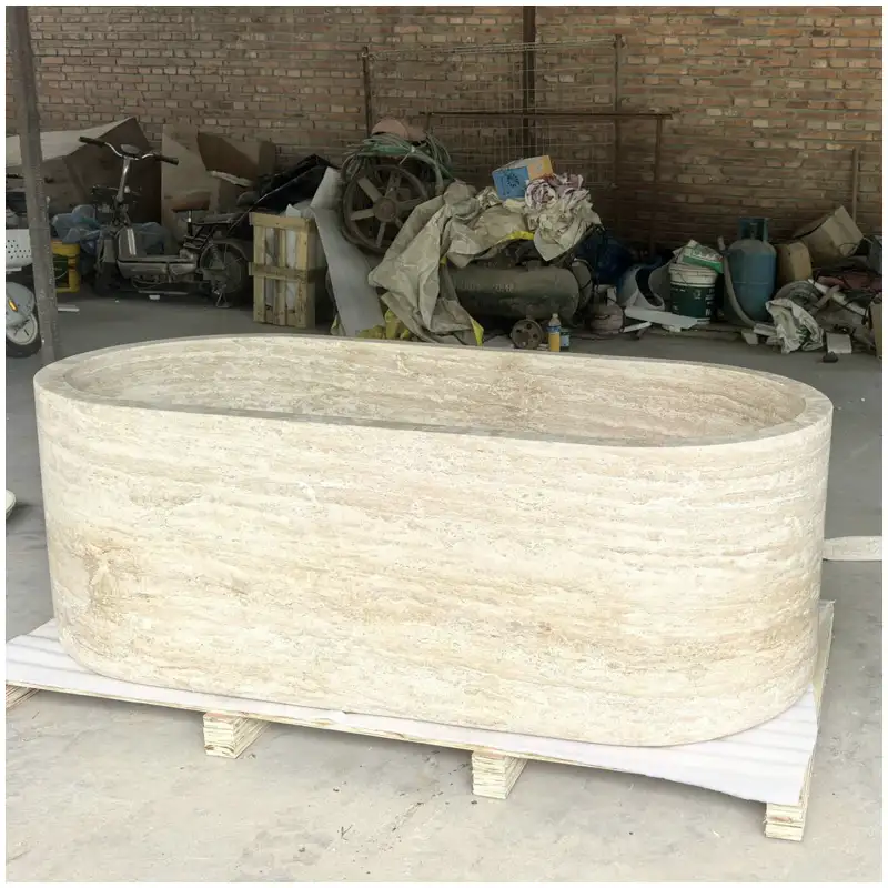Super White Travertine Freestanding Bathtub
