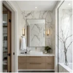 Calacatta Marble Corner Matching for Shower Walls, Feature Walls, and Vanity Returns