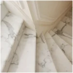 Calacatta Marble Staircase Layout for Treads, Risers, Landings, and Vein Direction