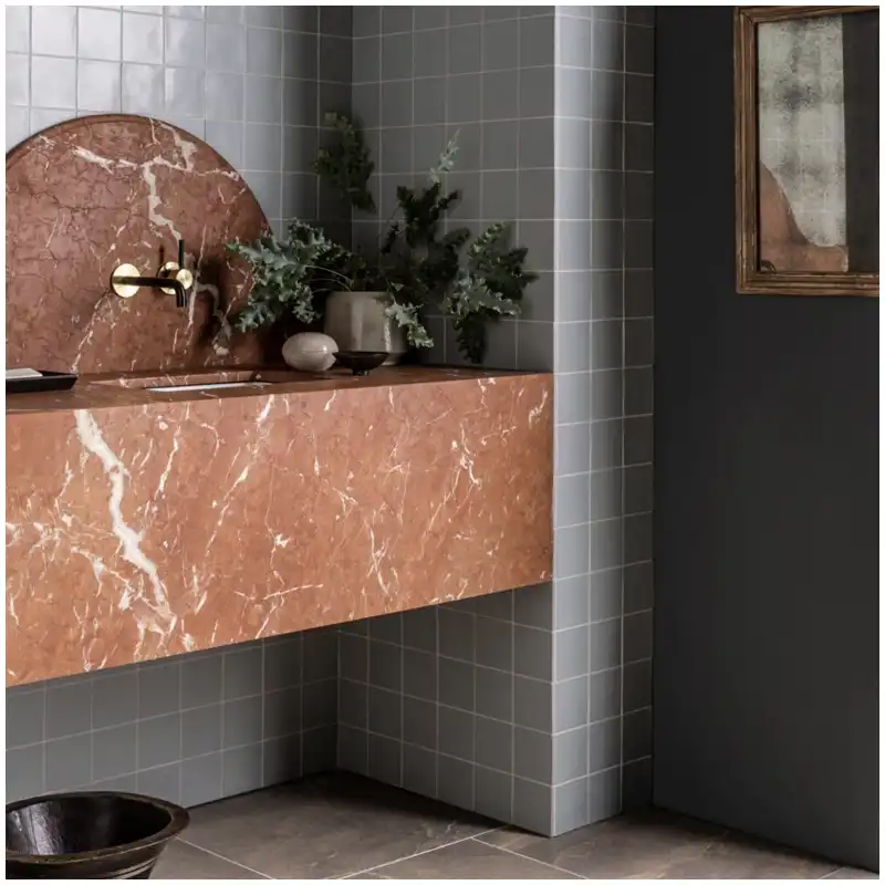 Rojo Alicante Coral Red Marble Luxury Villa Bathroom Projects Rojo Alicante Coral Red Marble luxury villa bathroom project with polished red marble walls and vanity surface