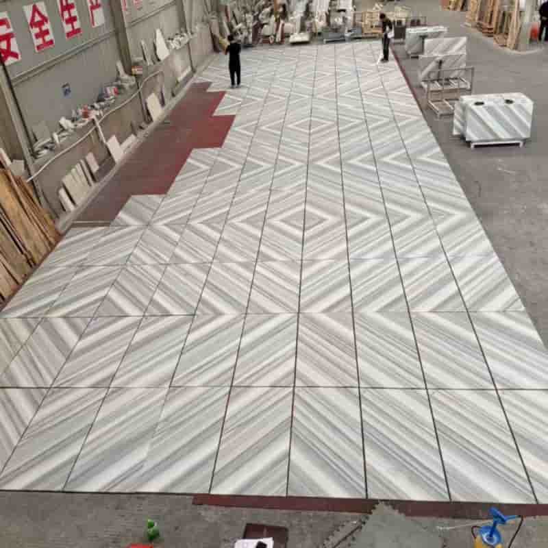 White Grey Linear Marble Floor Tile White Grey Linear Marble Floor Tile