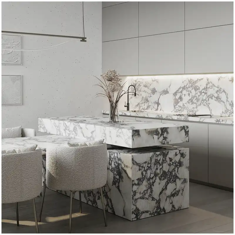 white marble refinishing inspection under raking light white marble refinishing inspection under raking light