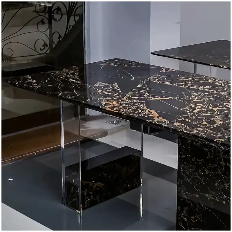 Athens Portoro Black Marble Dining Tables for Villas and Houses Athens Portoro Black Marble dining table for villas and houses with black gold marble surface