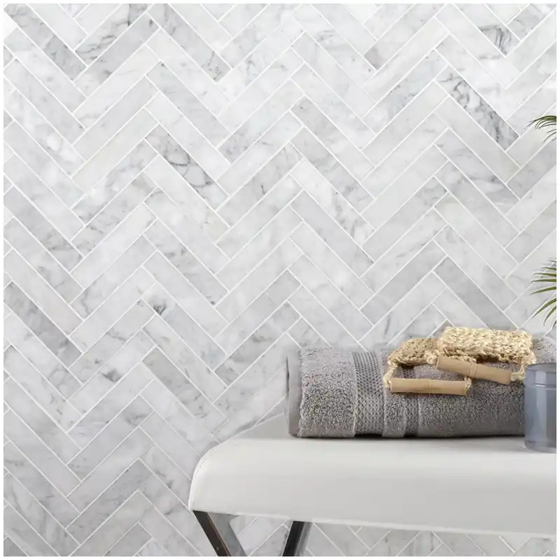 Carrara Marble Mosaic Tile Herringbone, Hexagon, Basketweave, and Batch Matching Carrara Marble Mosaic Tile Herringbone, Hexagon, Basketweave, and Batch Matching