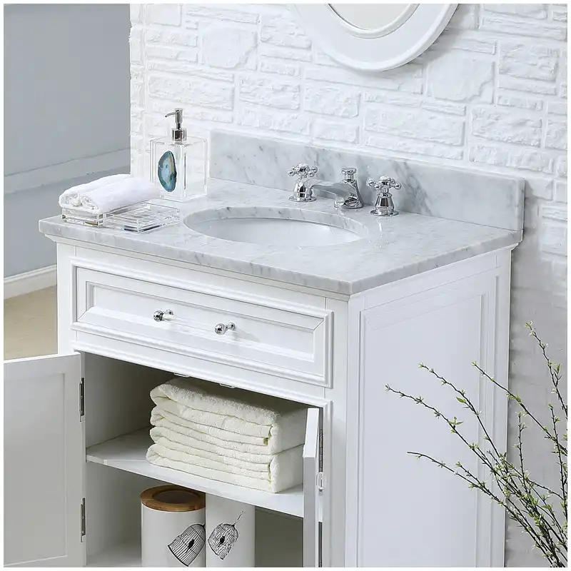 Carrara Marble Vanity Top Sink Placement, Edge Tone, Backsplash, and Full Slab Approval Carrara Marble Vanity Top Sink Placement, Edge Tone, Backsplash, and Full Slab Approval