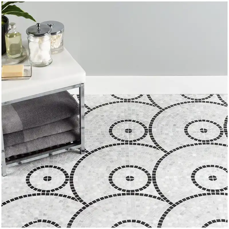 Carrara marble mosaic tile patterns arranged for batch and joint comparison Carrara marble mosaic tile patterns arranged for batch and joint comparison