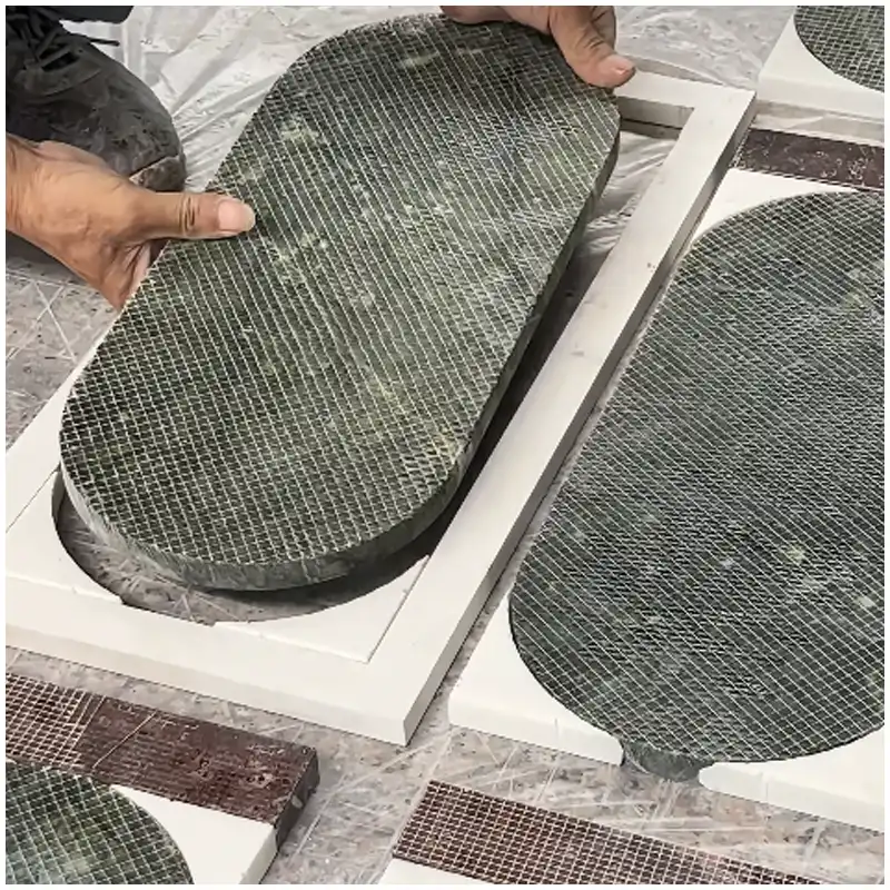 Forest Green Marble Inlay Medallion Tiles Processing Forest Green Marble Inlay Medallion Tiles Processing