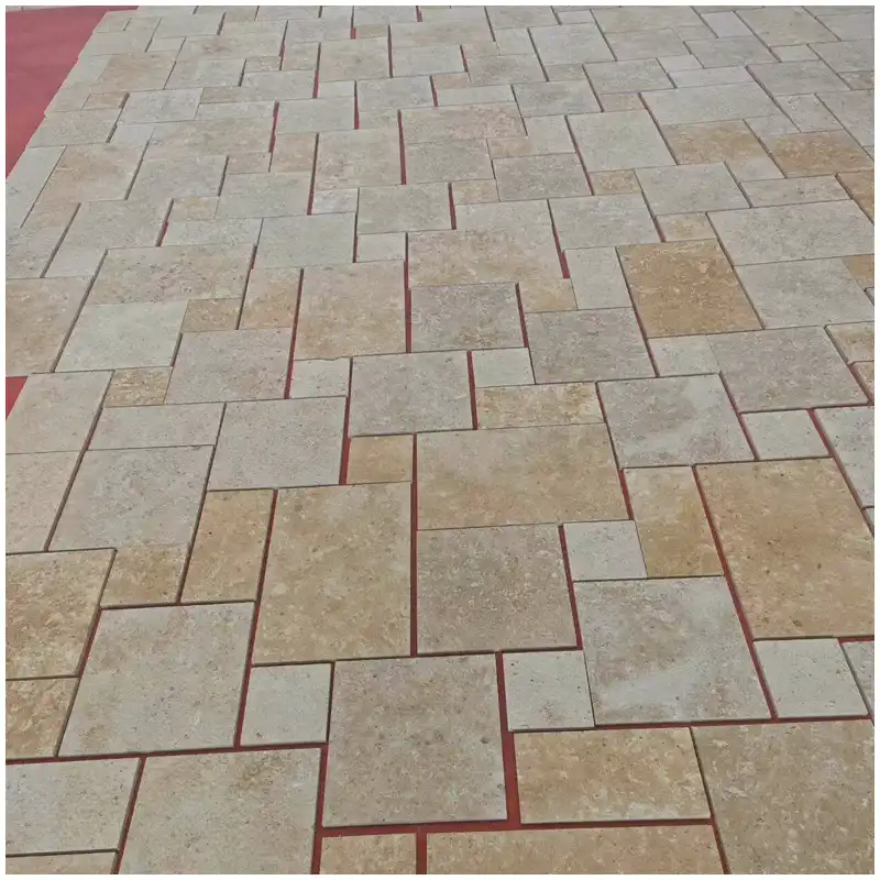French Brown Sand Limestone Paving Tiles French Brown Sand Limestone paving tiles for Versailles pattern courtyard and outdoor flooring