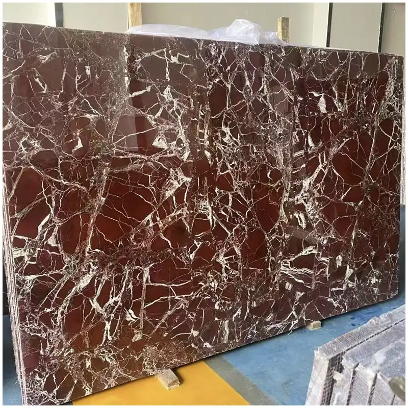 Płyta marmurowa Rosso Levanto Rosso Levanto Marble Slab with dark burgundy red background and white calcite veins