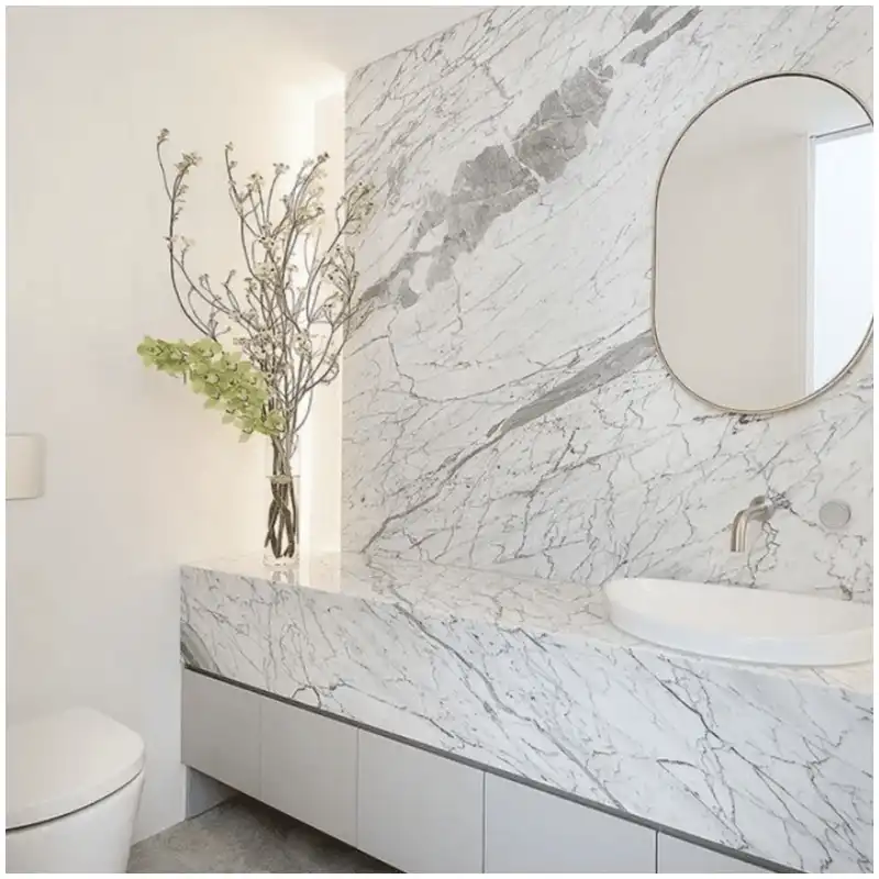 Statuario Marble Vanity Top Planning around Sinks and Faucets Statuario Marble Vanity Top Planning around Sinks and Faucets