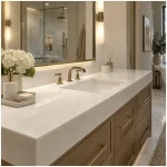 Thassos Marble Vanity Top: Sink Cutouts, Edge Details, and Warm-Light Approval