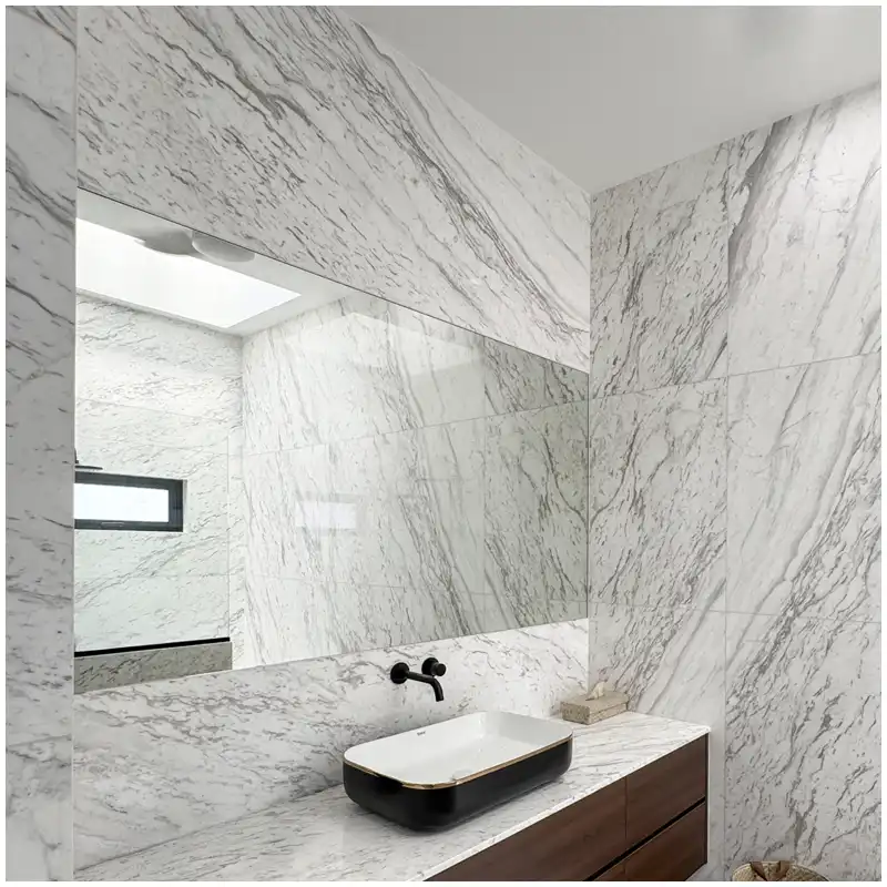 Volakas Marble Maintenance Samples Water Marks, Soap Film, and Cleaner Approval Before Handover Volakas Marble Maintenance Samples Water Marks, Soap Film, and Cleaner Approval Before Handover