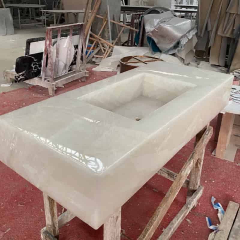 White Ice Jade Integrated Sink
