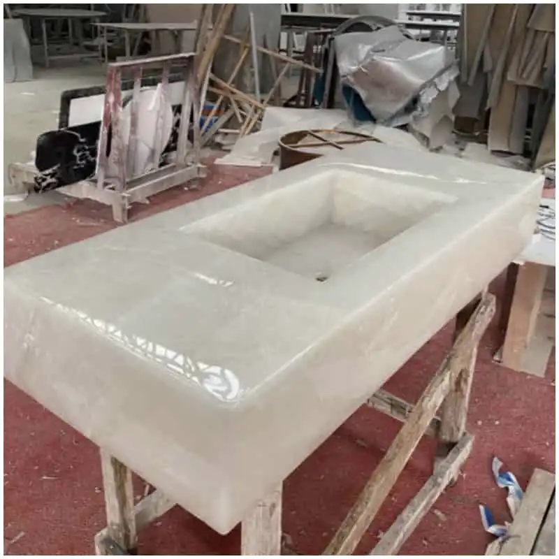 White Ice Jade Marble Integrated Basins White Ice Jade Marble Integrated Basins