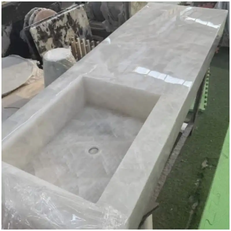 White Ice Jade Marble Integrated Washbasins White Ice Jade Marble Integrated Washbasins