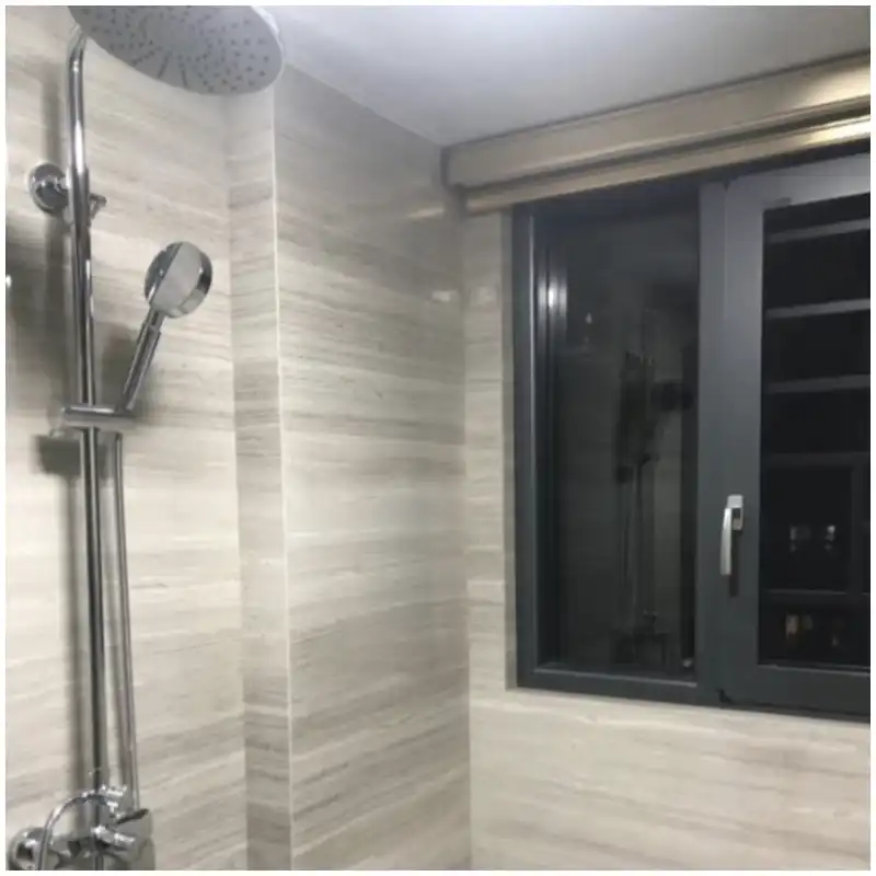 White Wooden Marble bathroom wall designs with linear wood grain natural stone